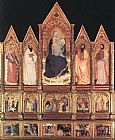Madonna Canvas Paintings - Polyptych with Madonna and Saints